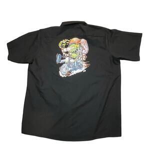 Harley Davidson Road King Shirt Men XXL Black Button Up Biker Graphic Motorcycle